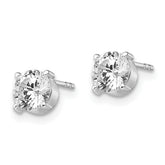 14K White Gold CZ Stud Earrings 6mm Polished Rhodium Finish